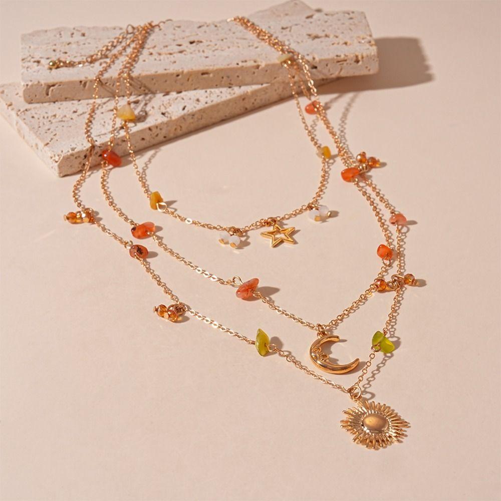 Pendant Clavicle Chain Women Bead Bowknot Clavicle Necklace Fashion Y2K Multilayer Necklace  Ladies