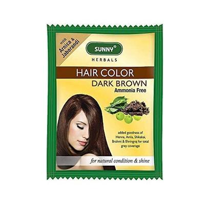 Sunny Herbals Dunkelbraune Haarfarbe 20G X Packung à 12 | Langanhaltender Natürlicher Farbton | Weiches Glänzendes Haar Unisex