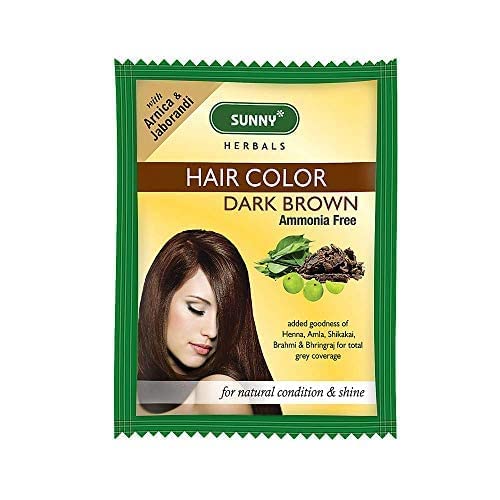 

Sunny Herbals Dark Brown Hair Color 20G X Pack of 12 | Long-Lasting Natural Shade | Soft Shiny Hair Unisex