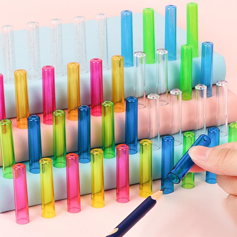 New 24Pcs Kawaii Student Children Pencil Extender Pen Protector Cap Plastic Prize Gifts For Kids Pencil Cap Pencil Cover