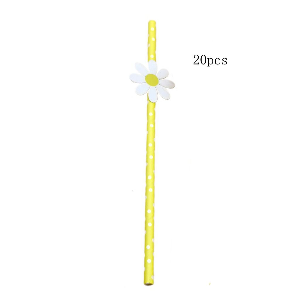 20Pcs Degradable Heart Paper Straws Pink/yellow Disposable Drinking Straw  Bar