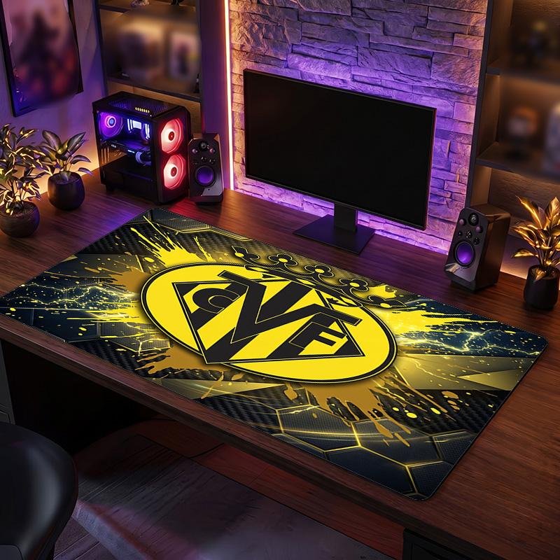 Villarreal FC Theme Pattern Mouse Pad, Soccer Logo Design XXL Gaming Desk Mat Non-Slip Computer Mouse Pad