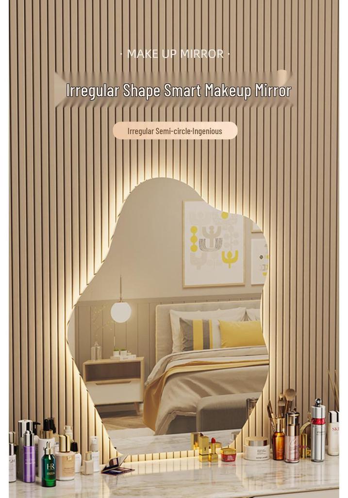 Irregular Shape LED Vanity Mirror: Wall-Mounted, Luminous, Smart Cloud Bedroom Makeup Mirror with Lights