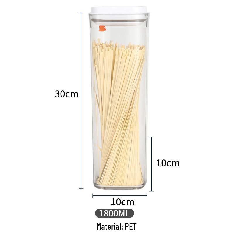 Square Clear Push-Type Storage Jar - Sealable Plastic Container for Kitchen Grains, Candy, and Fruit Powder