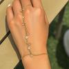Fashion ethnic style metal chain back chain female, simple rhinestone finger bracelet