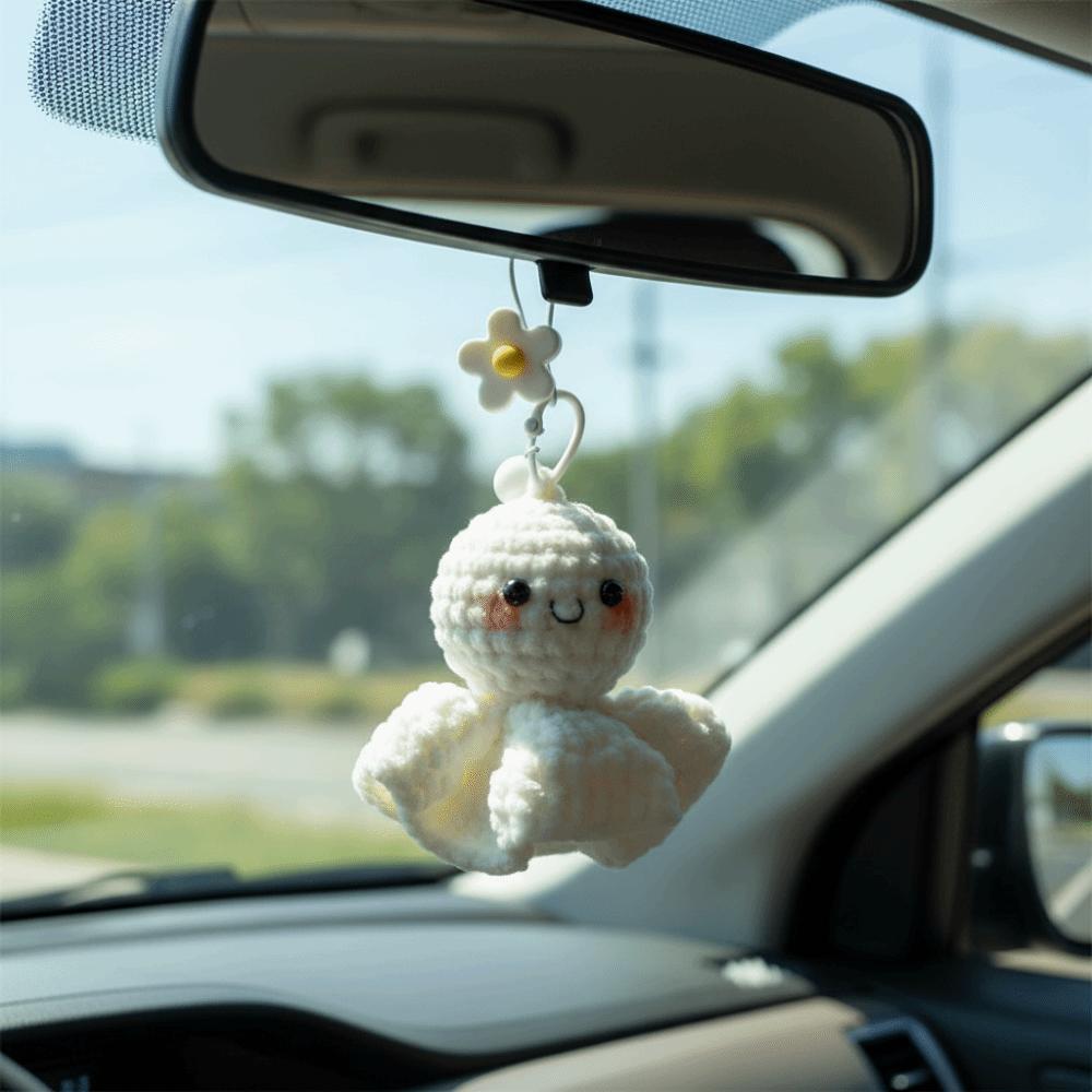 Crochet Design Keychain Plush Material Car Hanging Pendant Cartoon Ghost Doll Pendant For Girls