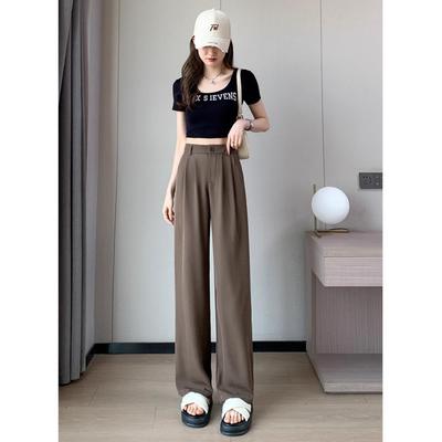 Korean Version of Suit Pants Drape Women's Spring and Autumn New Casual Straight-leg Pants Opaque Narrow Version Wide-leg Trousers