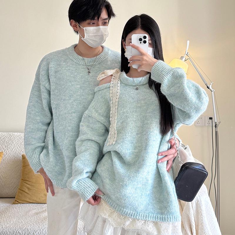 Korean Autumn Unisex Lace Knit Sweater Top
