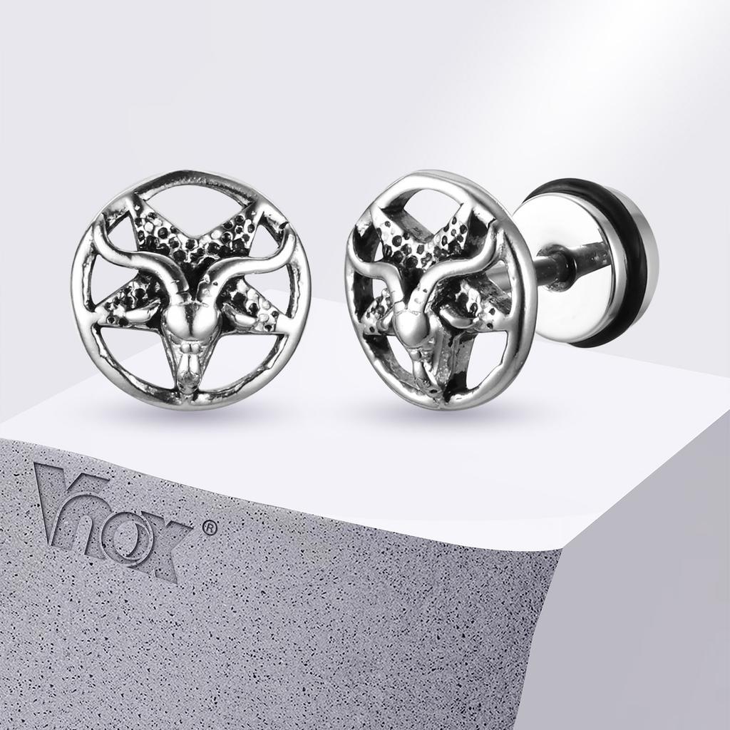 Vnox Gotické Ďábelské Satanské Kozlí Satanské Náušnice pro Muže Chlapce, Vintage Nerezová Ocel Hvězda Démon Bafomet Náušnice Šperky