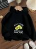 ' Grey Avocado Print Hooded Sweatshirt - " a Who Loves Avocado" Back Print, Soft Casual Winter Sweater with Hood, Warm Loose F