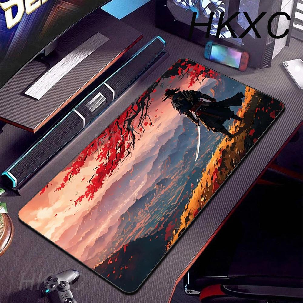 Game Mouse Pad Japanese Samurai Devil Mousepad Black Gamer Desk Mats Esports Mouse Pad Carpet Gaming Accessories Cool Table Mat