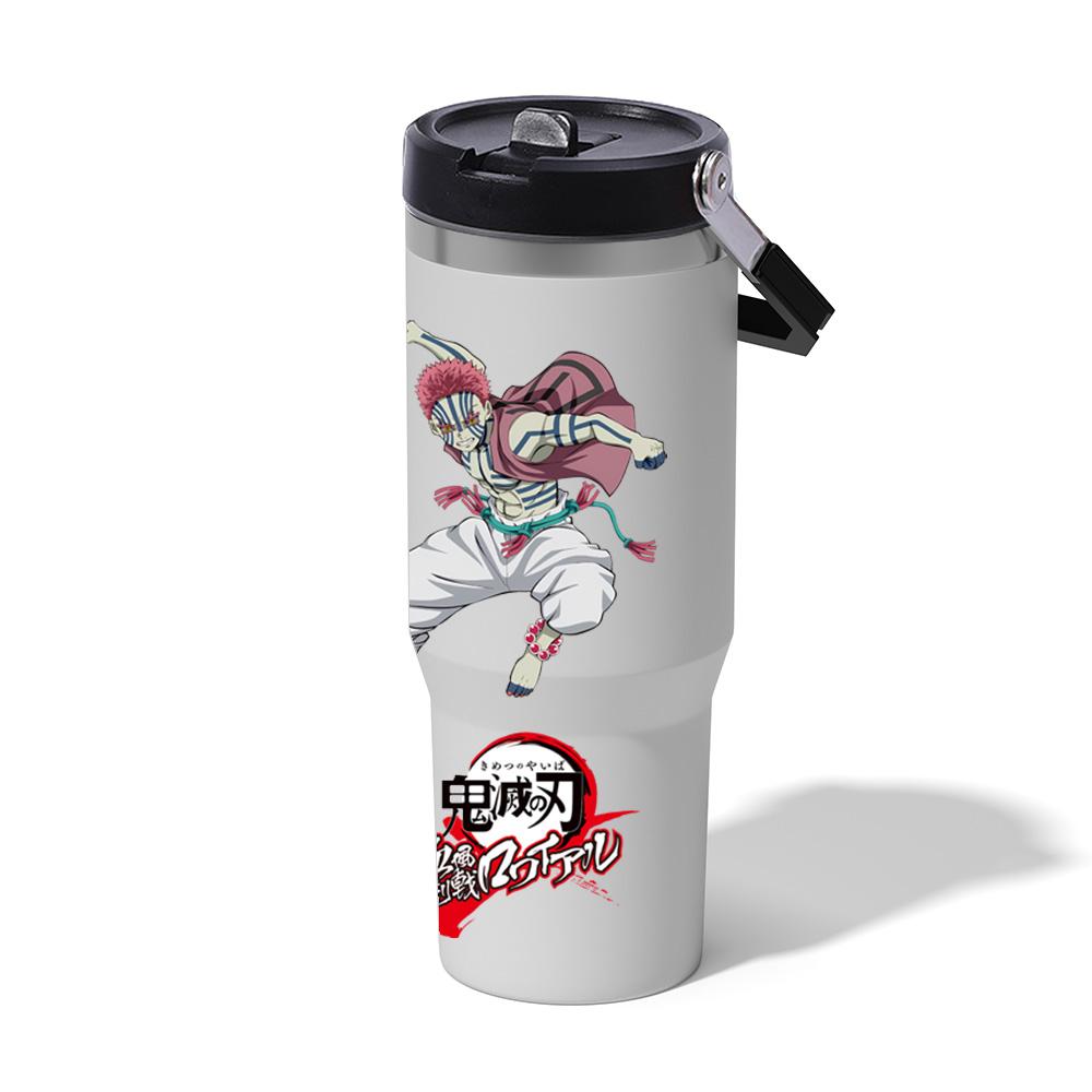 30oz Anime Demon Slayer Printed Simple Solid Color Stainless Steel Thermos Water Cup Thermal Insulation Cold Ice Cup Kid Gift