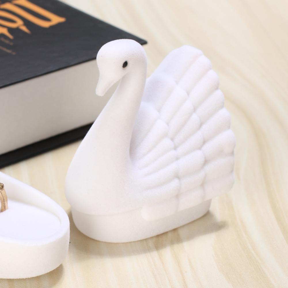 Swan Ring Display Box Velvet Earrings Trinket Case Portable Creative Ring Case  Gift Box