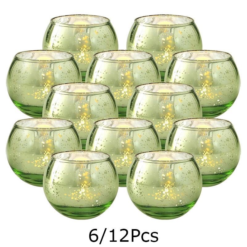 

6/12pcs Glass Living Room Candlesticks Elegant Starry Candle Holder Wedding Round Table Centerpieces Multiple Options Available 6pcs зелёный