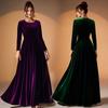 Elegant Evening Dress Elegant Women's Velvet Maxi Dress with Long Sleeves for Fall Wedding Guest Cocktail Party Formal Events