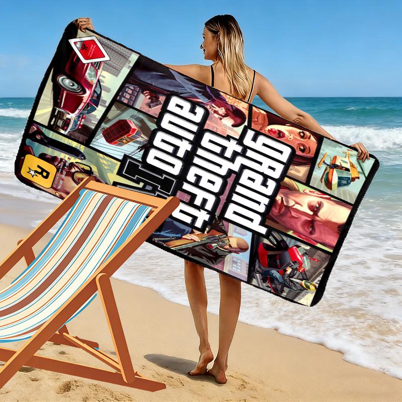 Grand Theft Auto V: Asciugamano da spiaggia Crime Chaos Asciugamano da spiaggia per foto vacanza Portatile per viaggio nuoto mare asciugatura rapida asciugamano da nuoto