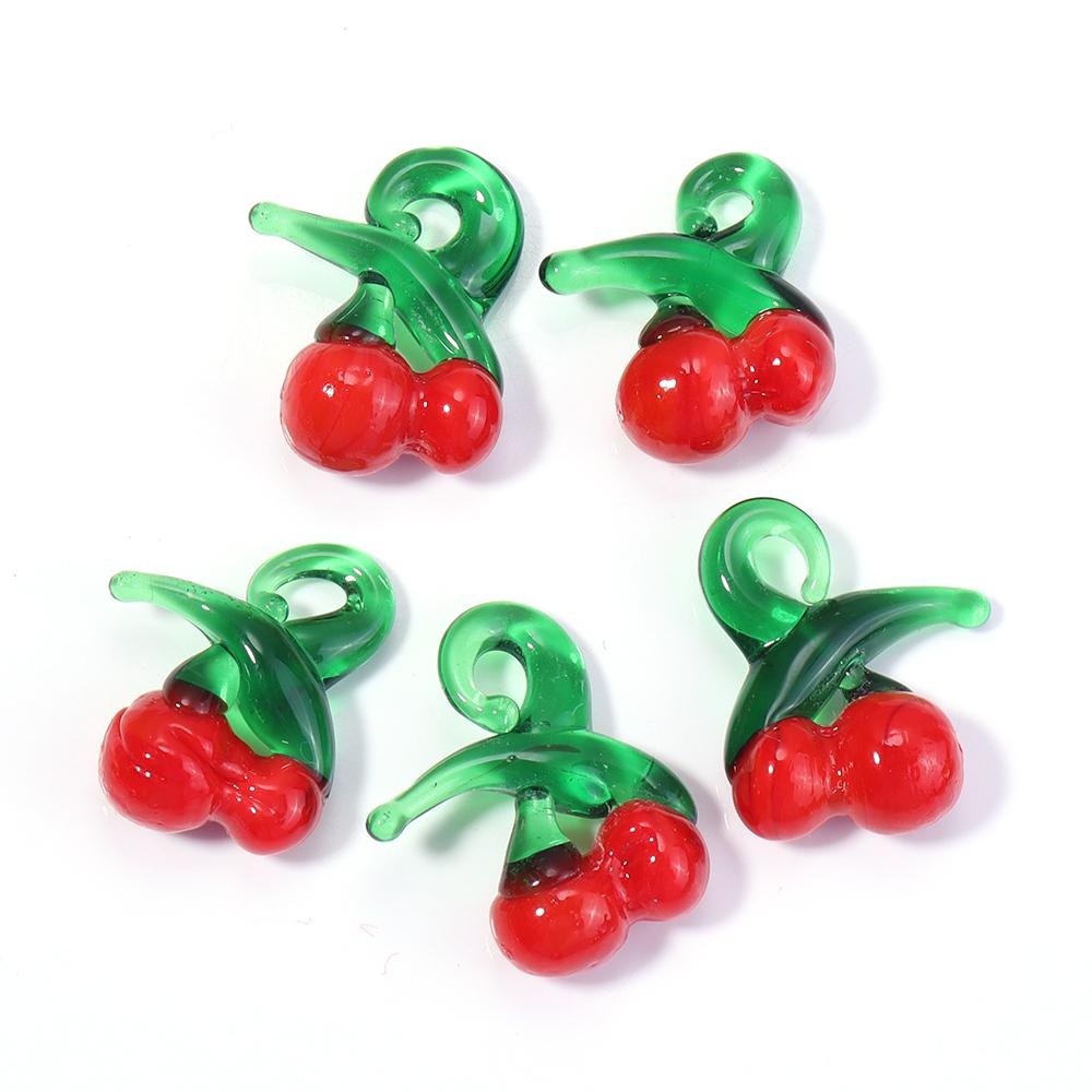 5pcs/lot Vegetables Fruit Glass Charms Pendant Lemon Watermelon Eggplant Grape Pendants For DIY Jewelry Making Necklace Earrings