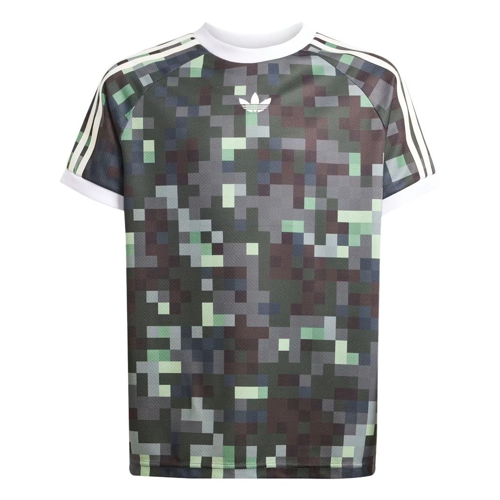 Adidas Originals Minecraft Collaboration Graphic Tee Loose Fit Round Neck Pullover Camouflage Short Sleeve Kids Tops JZ9939