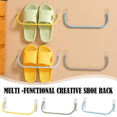 Simple Shoe Racks Bathroom No Punching Wall-mounted Hanging Holder Shoes Slippers Drain Storage Rack Household Shoe Organizer