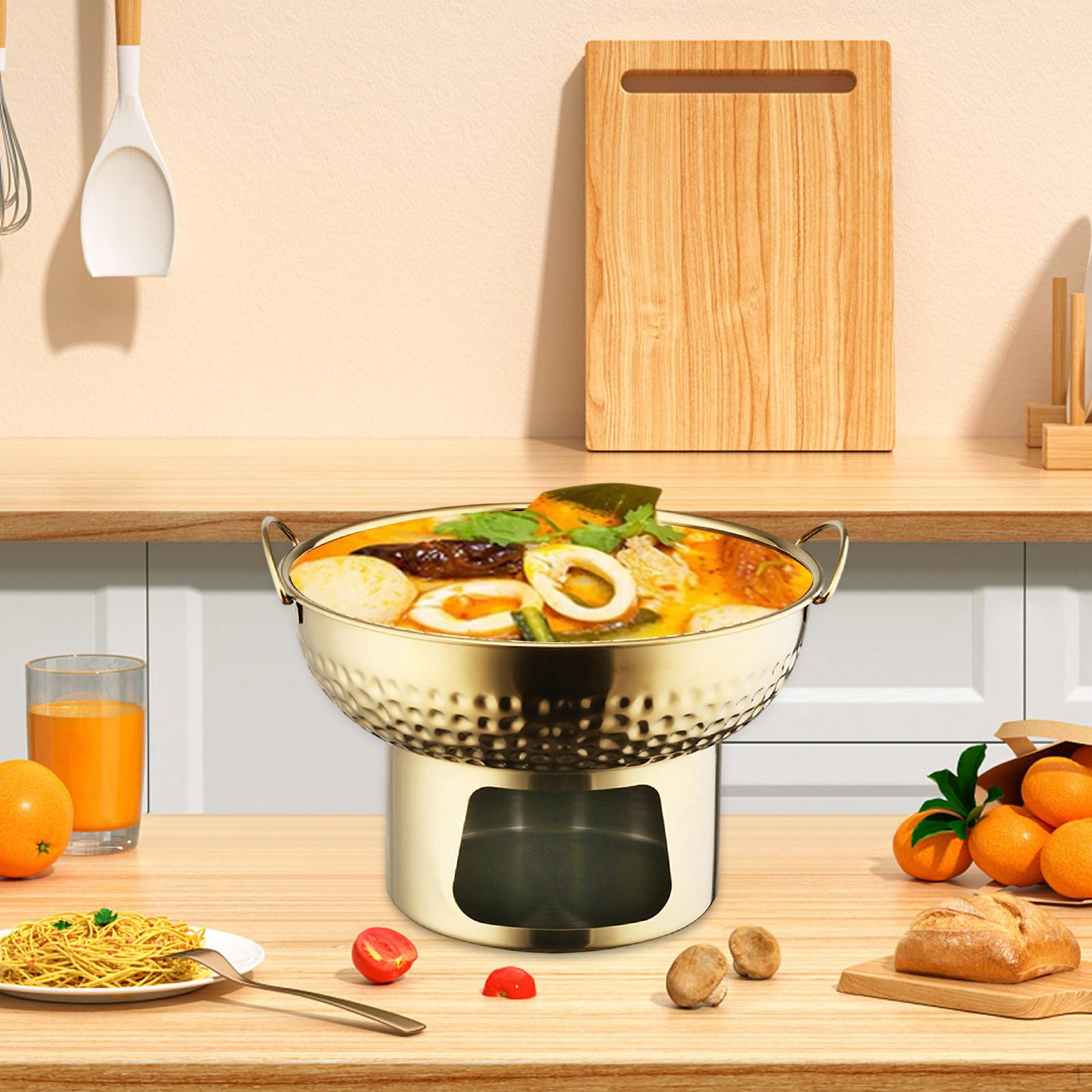 

Мини-кастрюля из нержавеющей стали 18 см, кованая текстура для приготовления пищи, с ручками, портативная Golden