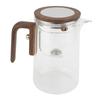 Glass Teapot with Infuser 600ml Stainless Steel One Touch Tea Maker Clear Tea Kettle with Wood
