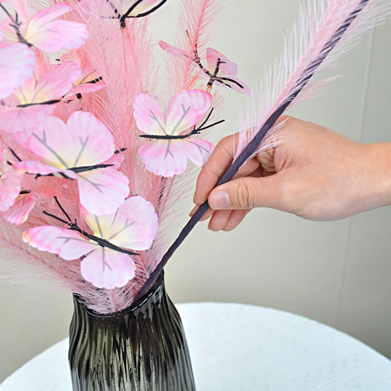 1PC Bouquet Home Party Plastic Decorative Simulated Butterfly Ornament Fabric DIY Artificial Flower Wedding 3 Colors