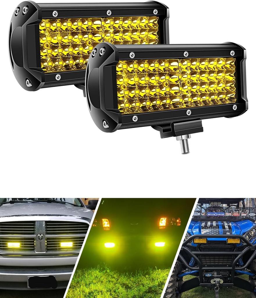 Chelhead LED Work Light, Yellow, 7 Inch, Work Light, Fog Lamp, 48 LED Chip,