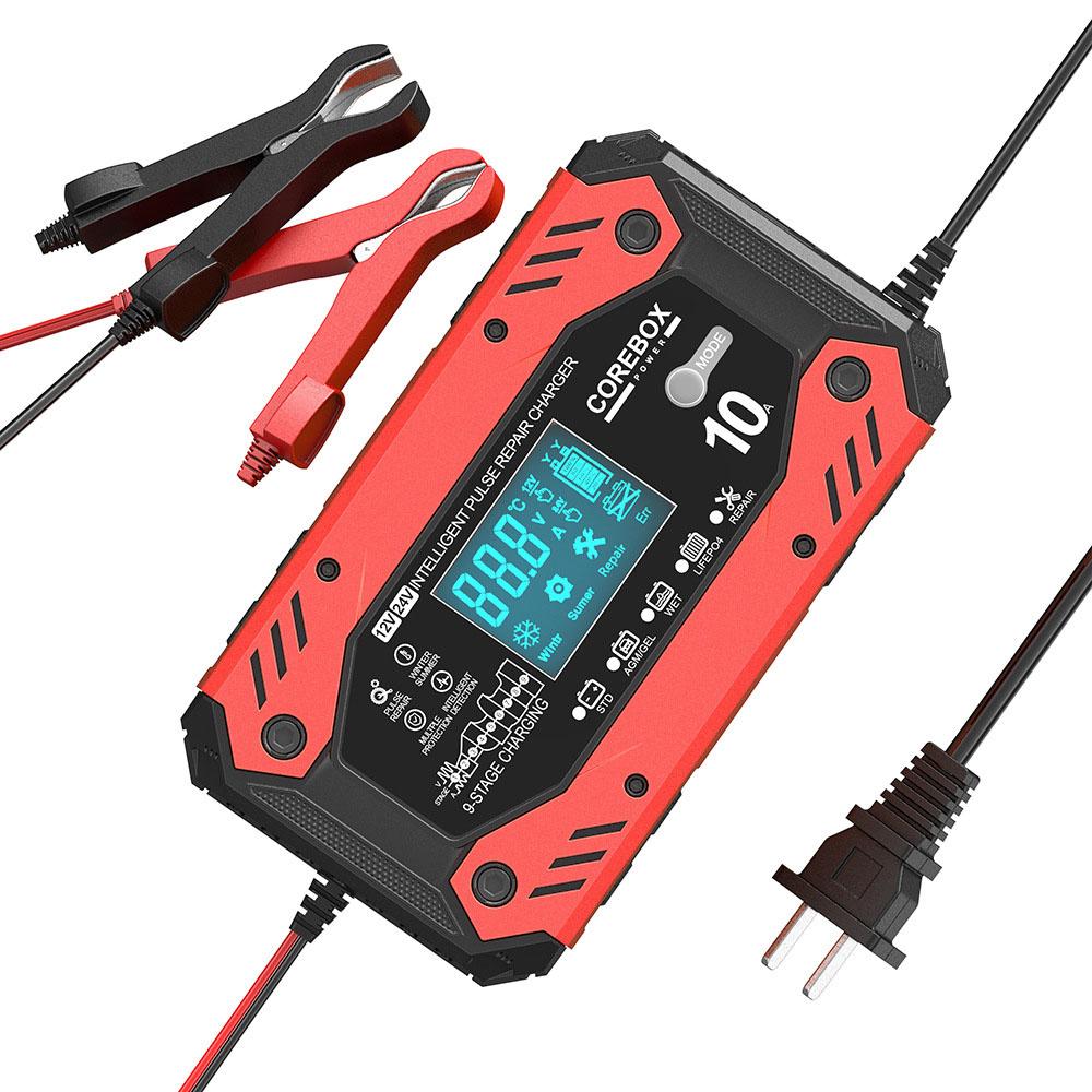 Car and Motorcycle Battery Charging Devices Automotive Battery Charger AGM Intelligent Maintenance of Lead Acid Battery 12V 10A