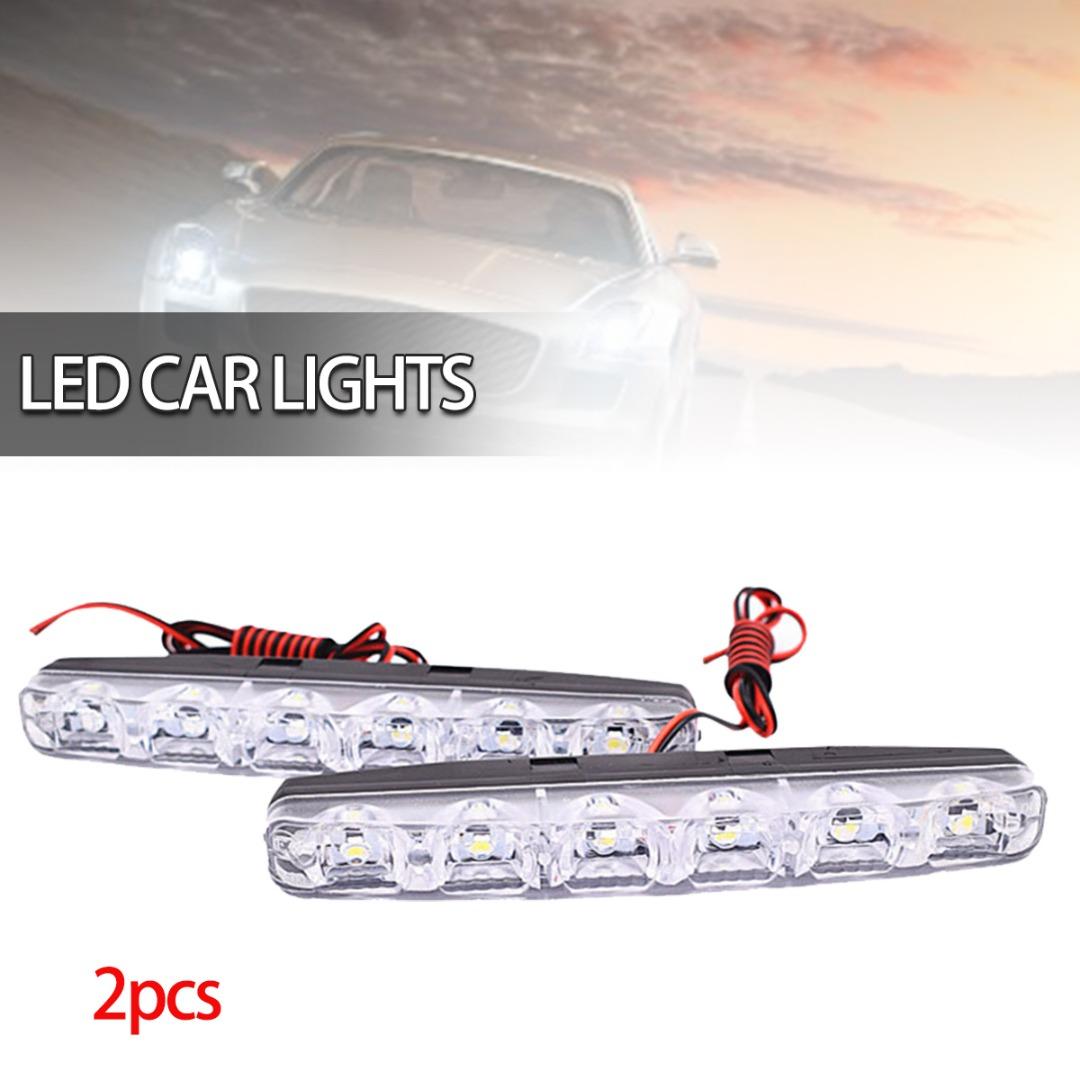 

PDTO 2x дневные ходовые огни для автомобиля DRL Лампа 6 светодиодов 12 В водонепроницаемые фонари 6000K