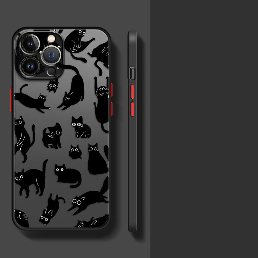 Case for iPhone 17 Pro Max 14 15 13 Mini 7 8 SE Air XS XR 16 Plus 12 11 Funda Back Phone Cover Cute Cartoon Cat