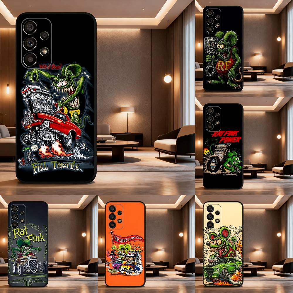 Rat F-Fink Phone Case For Samsung Galaxy A73,31,8,9,53,32,72,41,J7,52,71,22,Note Soft Black Silicone Cover
