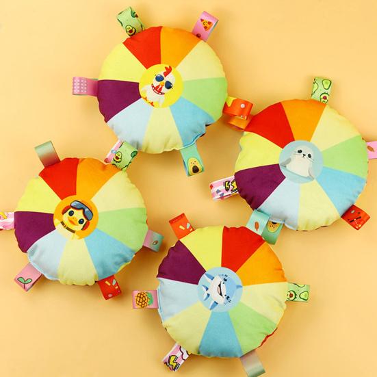 2 Pcs Rainbow Plush Flying Disc Dog Toy Interactive Sound Toy Outdoor Training Game Dog Chew Toy for Small Large Dogs