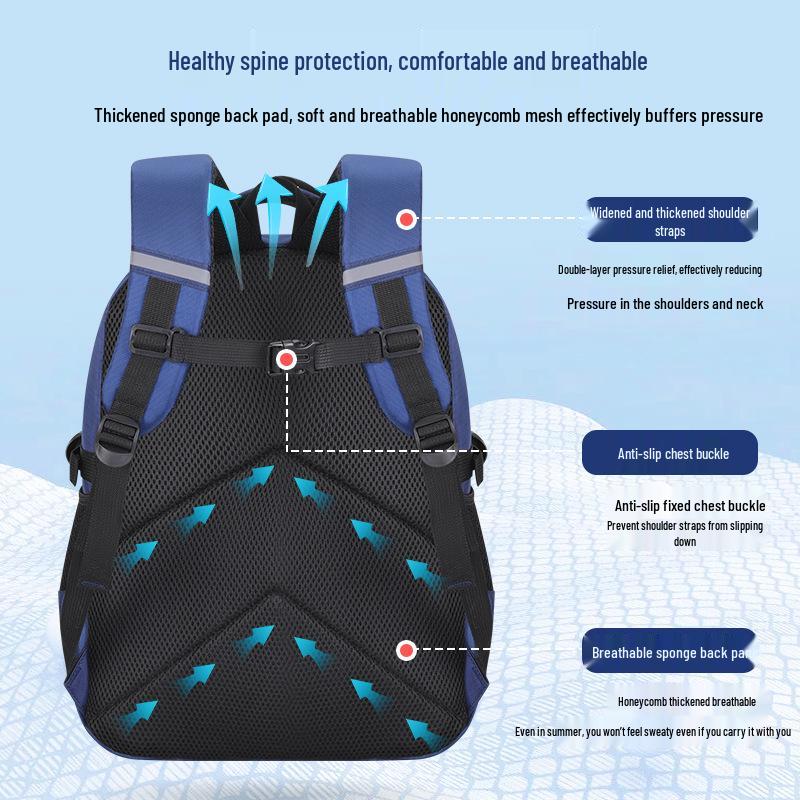 Lightweight Astronaut Backpack for Elementary Students, Large Capacity, Spine Protection, Wear-Resistant, Grades 1-6