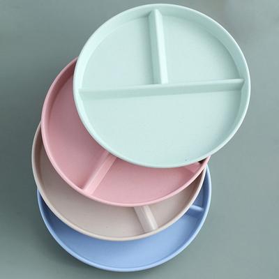 Three-Grid Western Compartment Plate For Food Fruit Salad Divided Plate Wheat Straw Diet Meal Plate Food Tray Kitchen Dinnerware