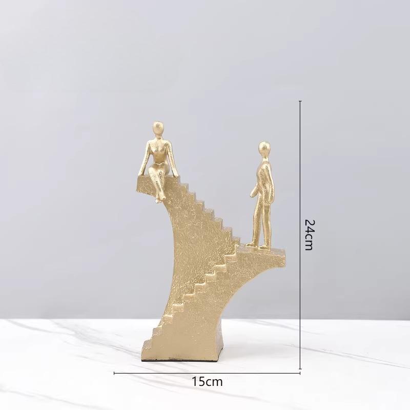

Abstract Figure Sculpture Golden Staircase Resin Handicraft Golden Figure Staircase Decorative Figurines Home Decoration