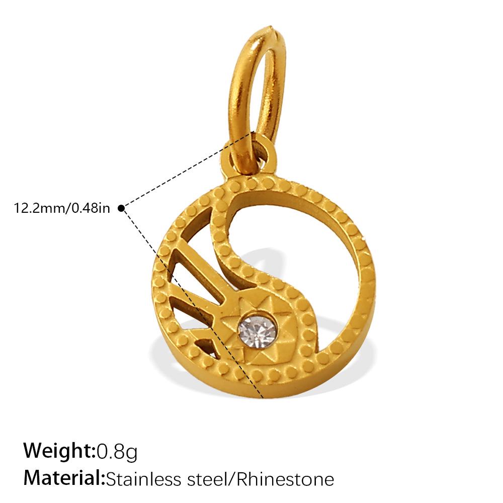 European Retro Elegant 18K Gold-Plated Stainless Steel Moon and Star Pendant with Diamond Inlay