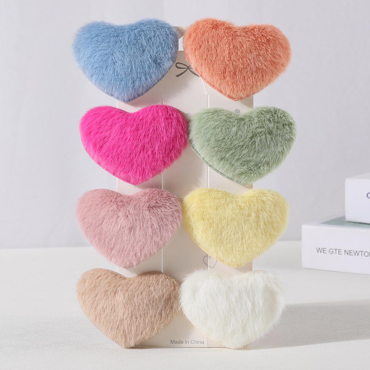 

8Pcs Plush Side Bangs Clip for Women Colorful Love Heart Plush Fluffy Hair Clips Barrettes Hairpins Girls Hair Accessories