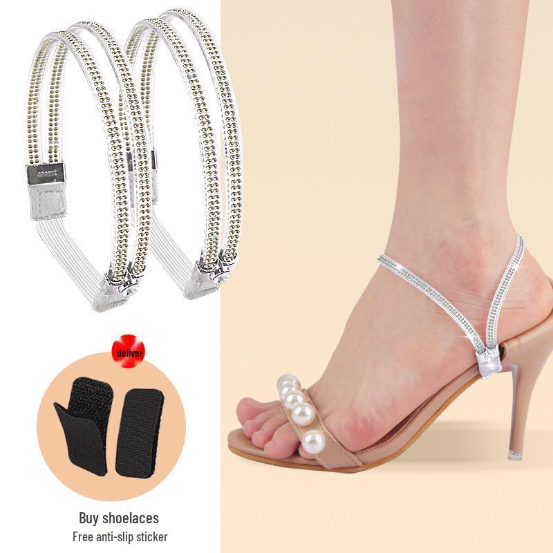 Multicolor Rhinestone Anti-Slip Elastic Heel Strap for High Heels, No Installation Required