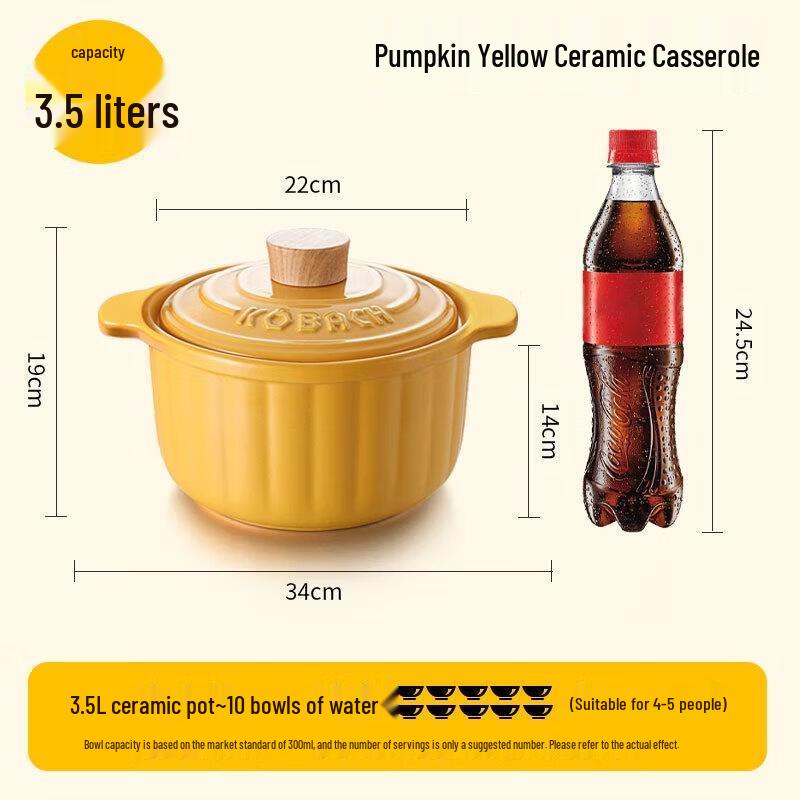 Kangbach 3.5L Pumpkin Ceramic Stew Pot