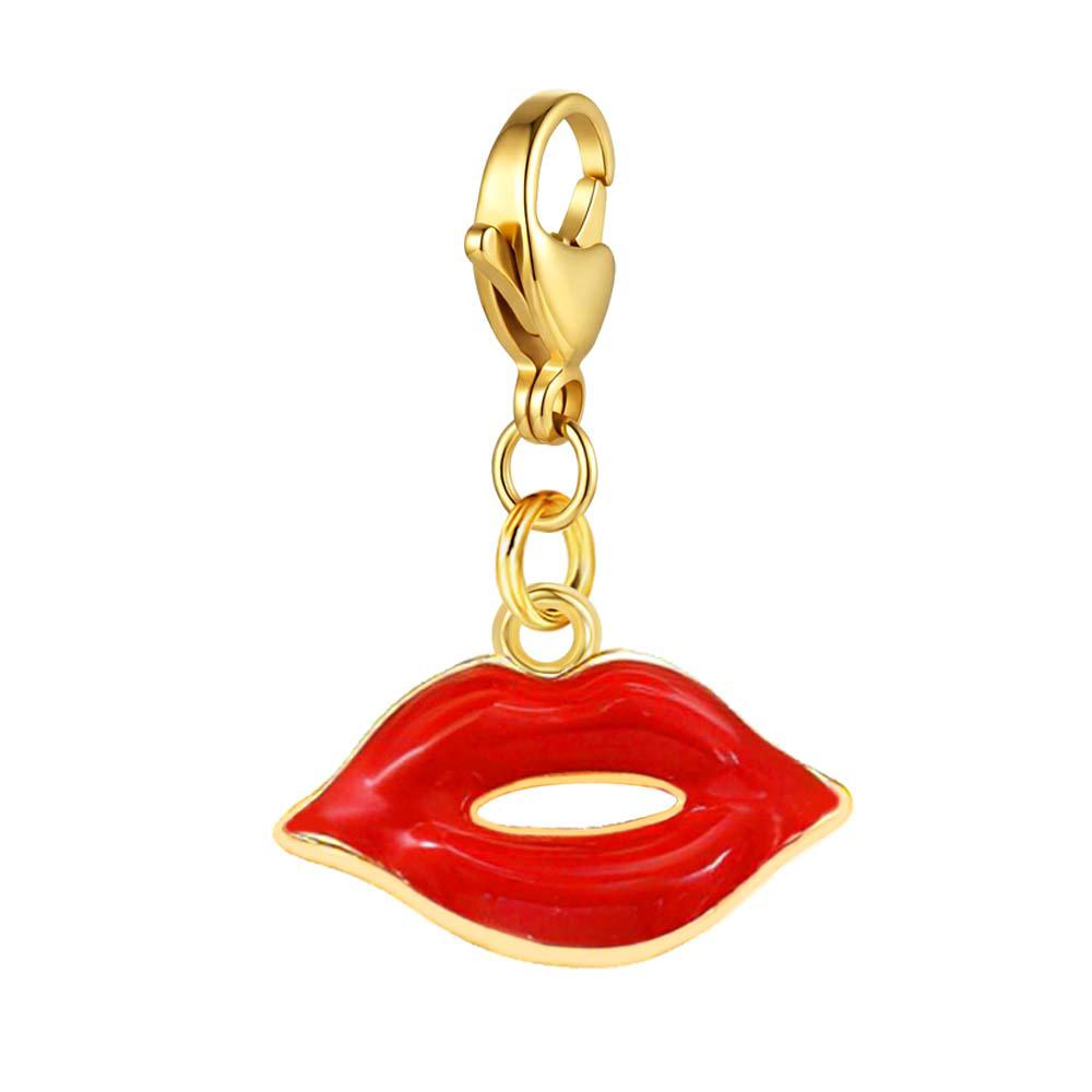 

INS Y2K Red Lips Flower Fashion DIY Making Charm Pendant Gift For Women Gold Color Bracelet Jewelry Accessories Wholesale