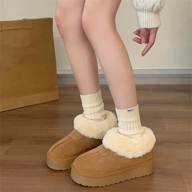 Dicksöhlige Schneestiefel Damen Samtverdickt Warm Winter Damenschuhe 2025 Neu Flauschige Schuhe Brotschuhe Low-Top Baumwollschuhe