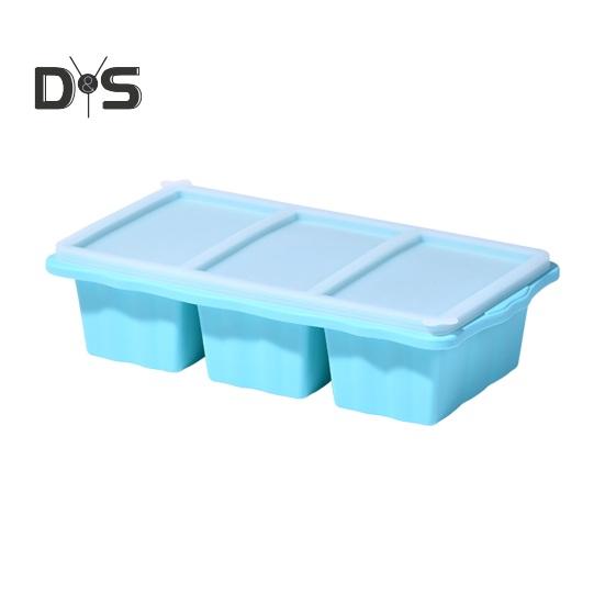 

Силиконовый поднос для заморозки с крышкой, 3-секционная силиконовая форма для заморозки супов, соусов, кубиков льда без бисфенола А M синий