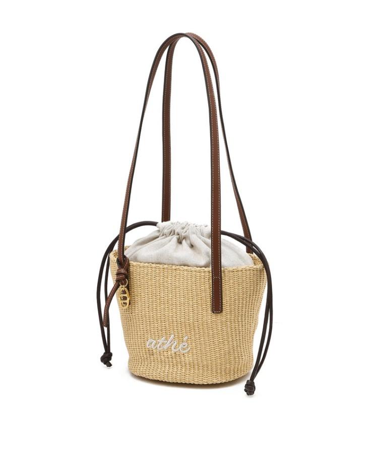 Athe Vanessabruno Beige Raffia Shoulder Bag S Aaba6F802W2