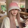 New autumn and winter high-end tie-dye rabbit hair contrasting color hair bucket hat women's outdoor travel fashion basin hat