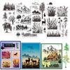 4 Sheets 4 Styles PVC Plastic Stamps for DIY Scrapbooking Photo Album Decorative Cards Making Stamp Sheets Film Frame Tree 160x110x3mm