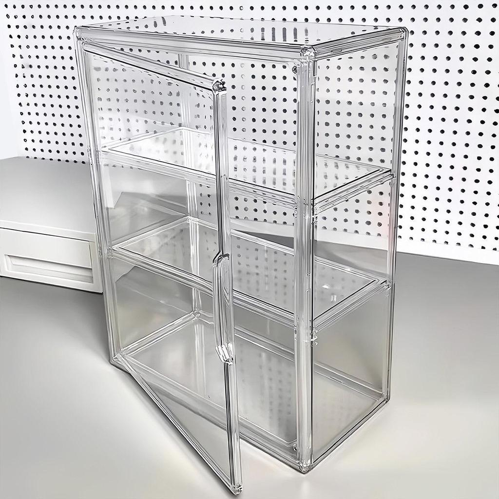 Clear Acrylic Multi-Layer Desktop Storage Display Case with Dustproof Protection for Figures and Badges