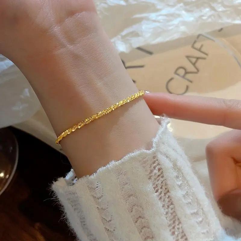Silver Color Irregular Geometric Small Square Beaded Bracelet for Women Girl Simple Korean Jewelry Birthday Gift Dropshipping