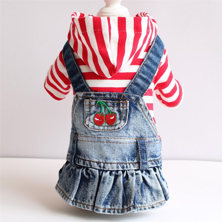 

Beichong 19 New Pet Clothing и джинсовая юбка с вышивкой в ​​полоску для собак Тедди