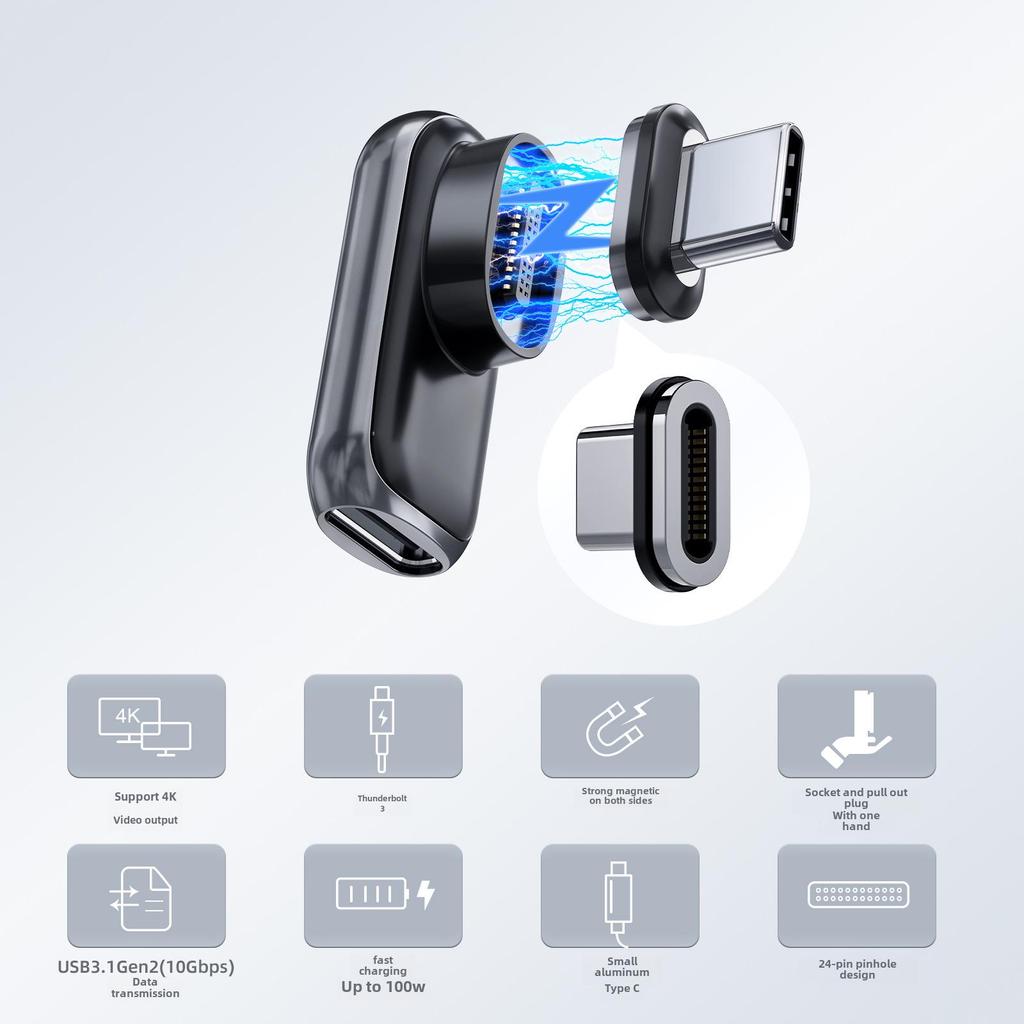 Magnetyczny adapter USB-C 24-pinowy do szybkiego ładowania PD100W - Kompatybilny z USB 3.1