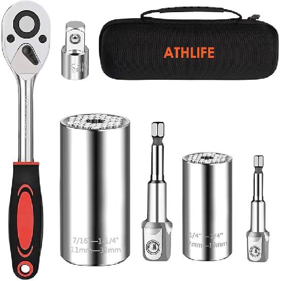 Universal Socket Wrench Set (11-32mm 7-19mm) Professional Sockets Tools Multi-function Wrench Repair Tool Kit with 3/8 inch Ratchet Wrench & Power 6PCS